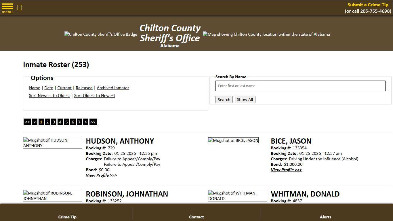 Inmate Roster - Current Inmates Booking Date Descending - Chilton County Sheriff's Office
