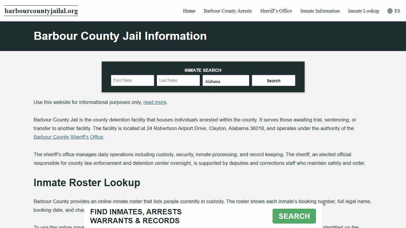 Barbour County, AL Jail Roster, Inmate Info